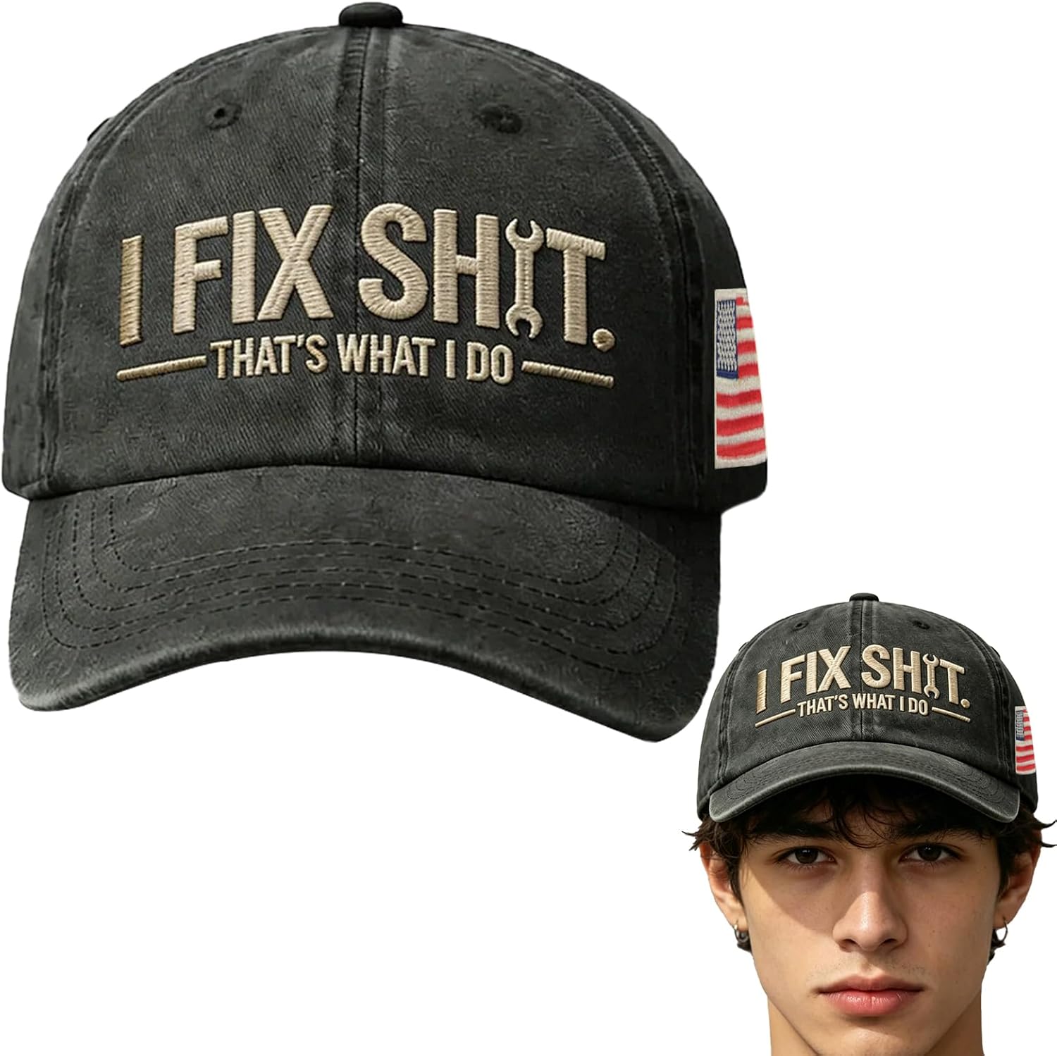 I FIX Shit, That's What I DO Hat, Vintage Adjustable Distressed Baseball Cap for Men Women