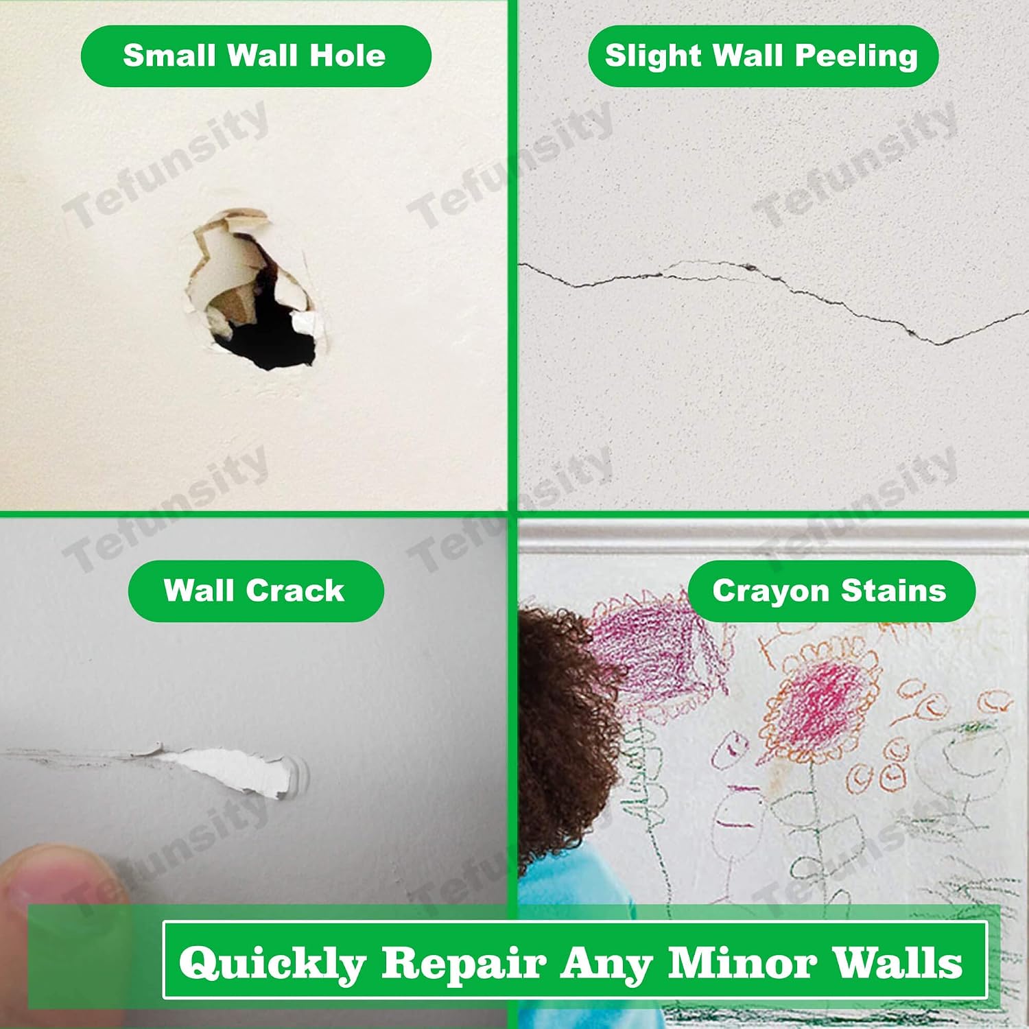 Drywall Repair Kit- 4 Pack Aluminum Wall Repair Patch, 2 Pack Wall Repair Spackling Paste + Primer ,2 Pack Sandpaper,2 Pack Puty Knife.Complete Strong, Durable Repairs On Walls/Drywall Repair