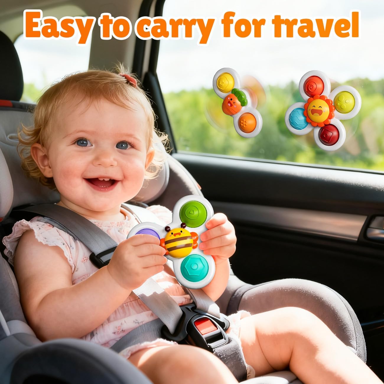 3PCS Suction Cup Spinners: Fidget Toys for 1 Year Old Boy Girl, Sensory Bath Toys for Toddlers 1-3, Stocking Stuffers & Birthday Gift for Babies 10+ Months