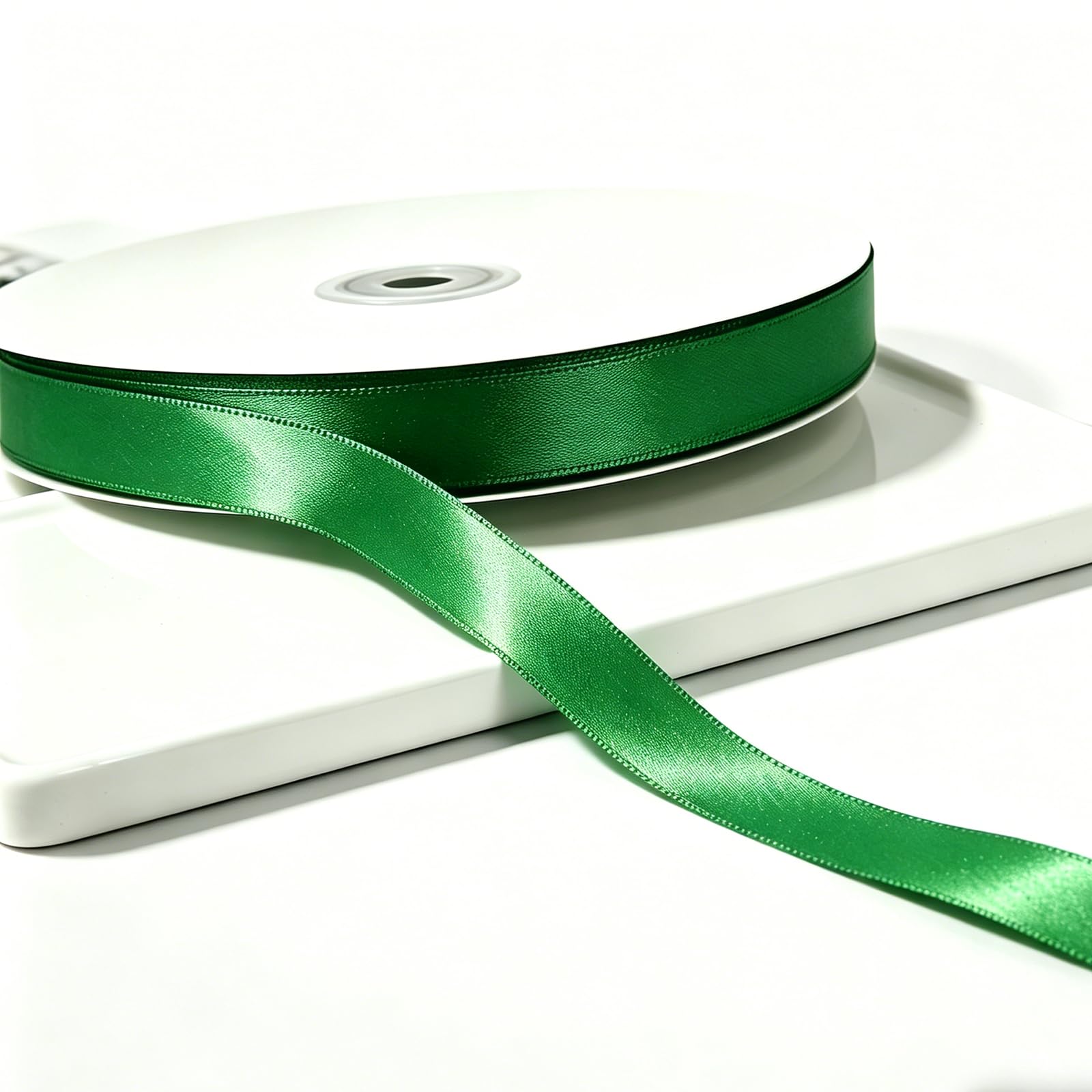 We Moment Zone Blackish Green Satin Ribbon 10mm x 91m – 3/8 Inch Wide Thick Fabric Ribbon Roll for Gift Wrapping, Crafts, Party Decoration, Florist & Wedding – Long Length Gift Wrap Ribbon