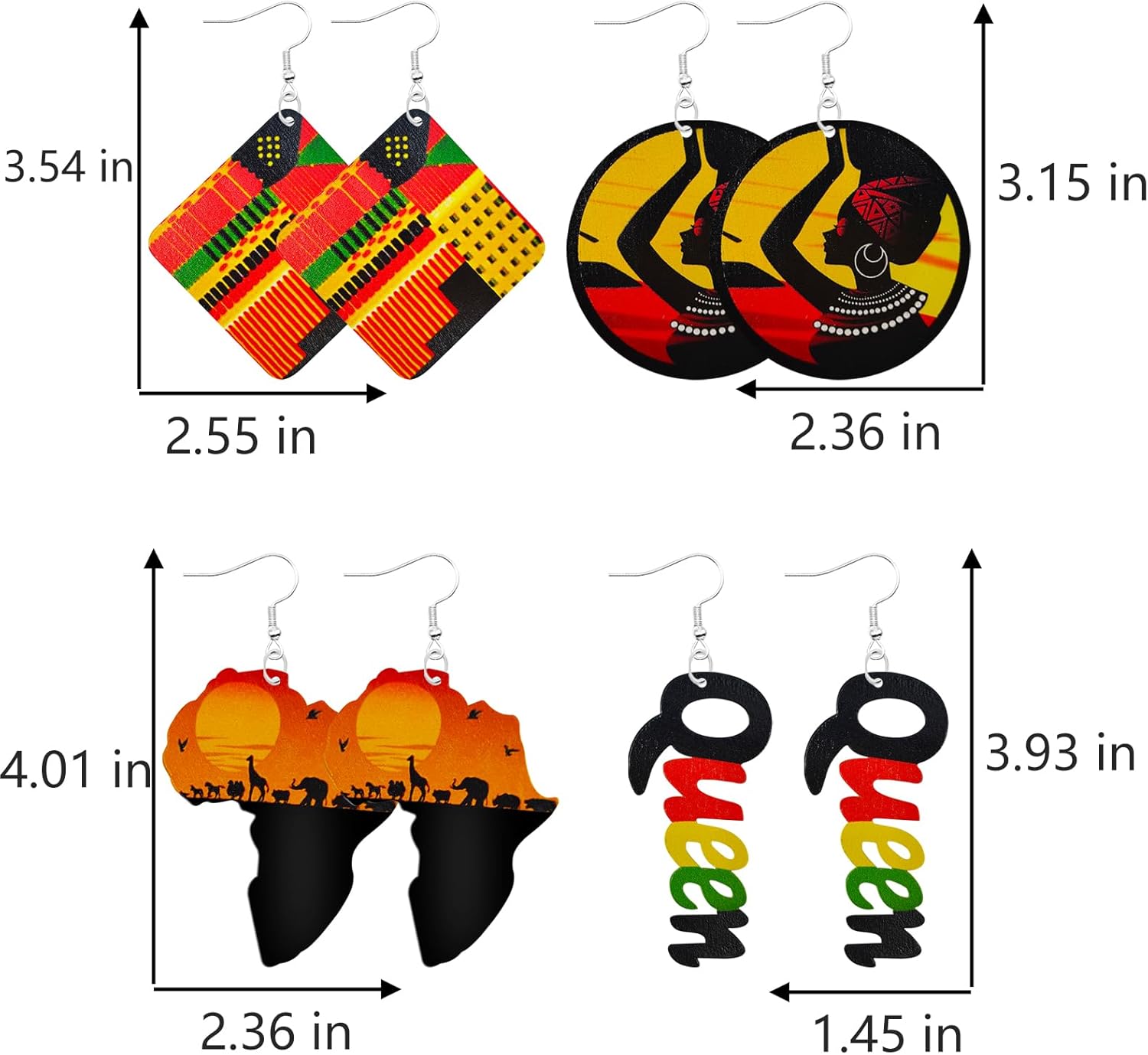 African Earrings for Women Black History Month Earrings Wooden African Map Earrings - Image 6