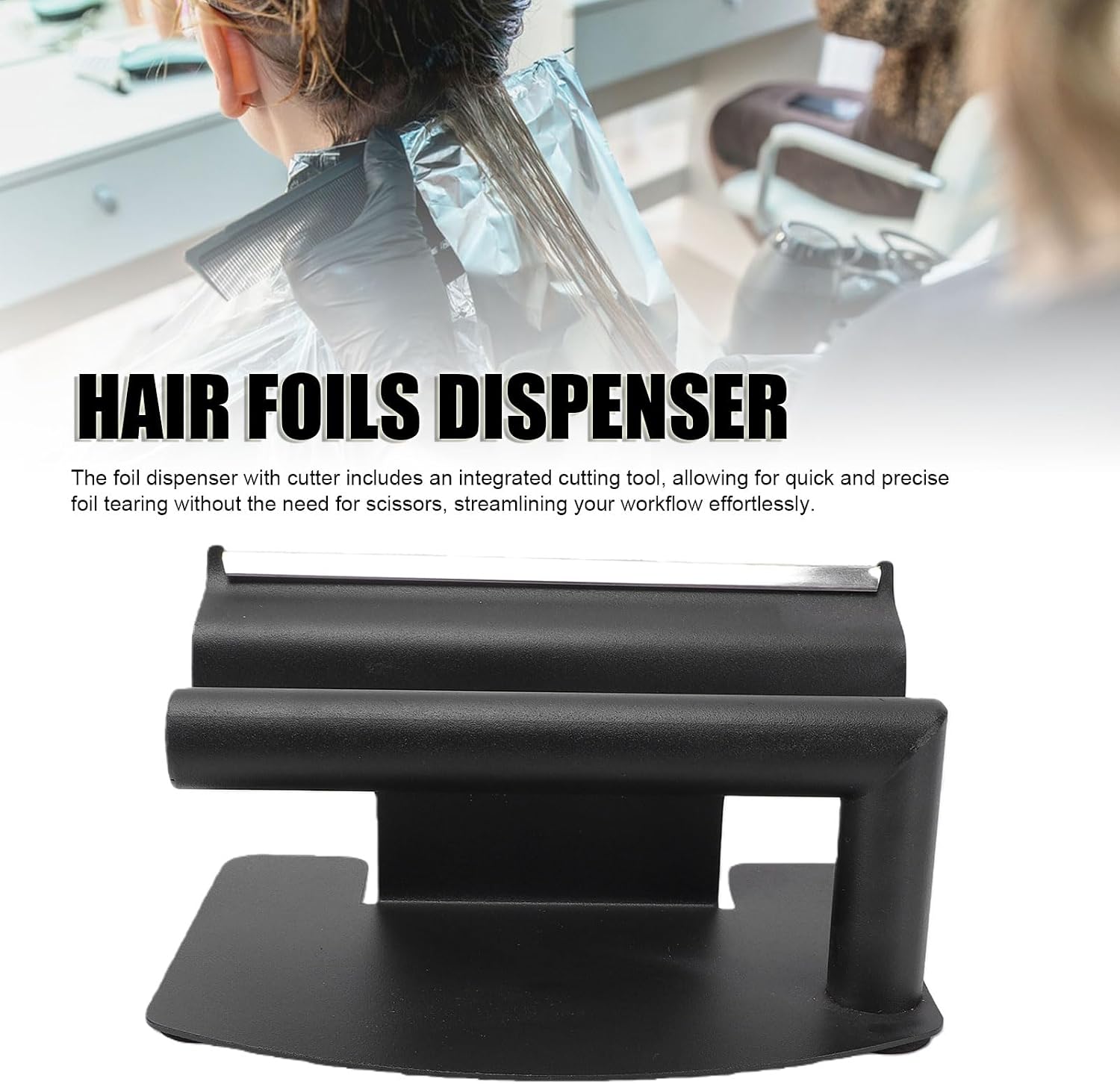 Luocute Highlighting Foil Dispenser, Professional Stainless Steel Salon Tool with Integrated Cutter for Efficient Aluminum Foil Cutting and Hair Applications (Black)