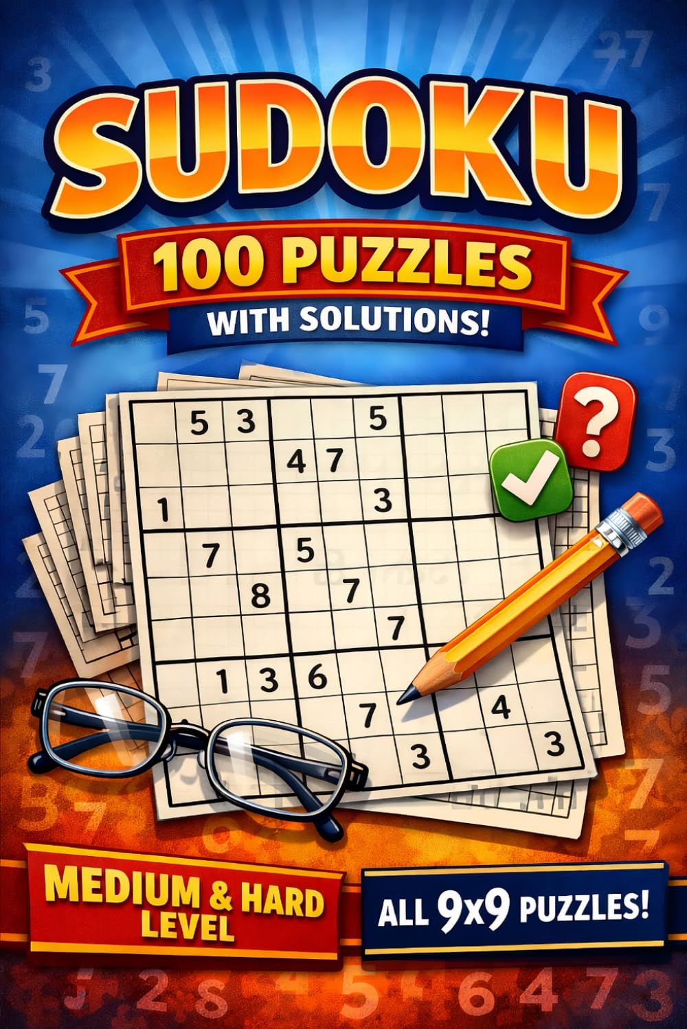 Sudoku Puzzle Book for Adults - 100 Medium & Hard Puzzles: With Solutions - All 9x9 Grids - Brain Games for Focus, Logic & Relaxation
