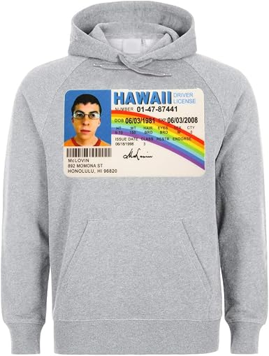 McLovin Driving License Unisex Sweatshirt Hoodie Capucha Sudadera XX-Large:  Amazon.es: Ropa