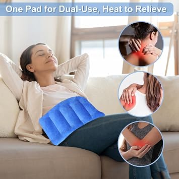 SuzziPad Microwavable Heating Pads for Discomfort Reducing, 7x16 Heating Pad Microwavable, Muscle Ache, Soothing Fatigue for Neck and Shoulder, Rice Heating Pad Microwavable, Warm Compress, Navy Blue | Long Lasting Cordless Hot Pack, Moist Heat for Body Discomfort, Multi Chamber Design for Muscle Tightness & Stiffness & Aches