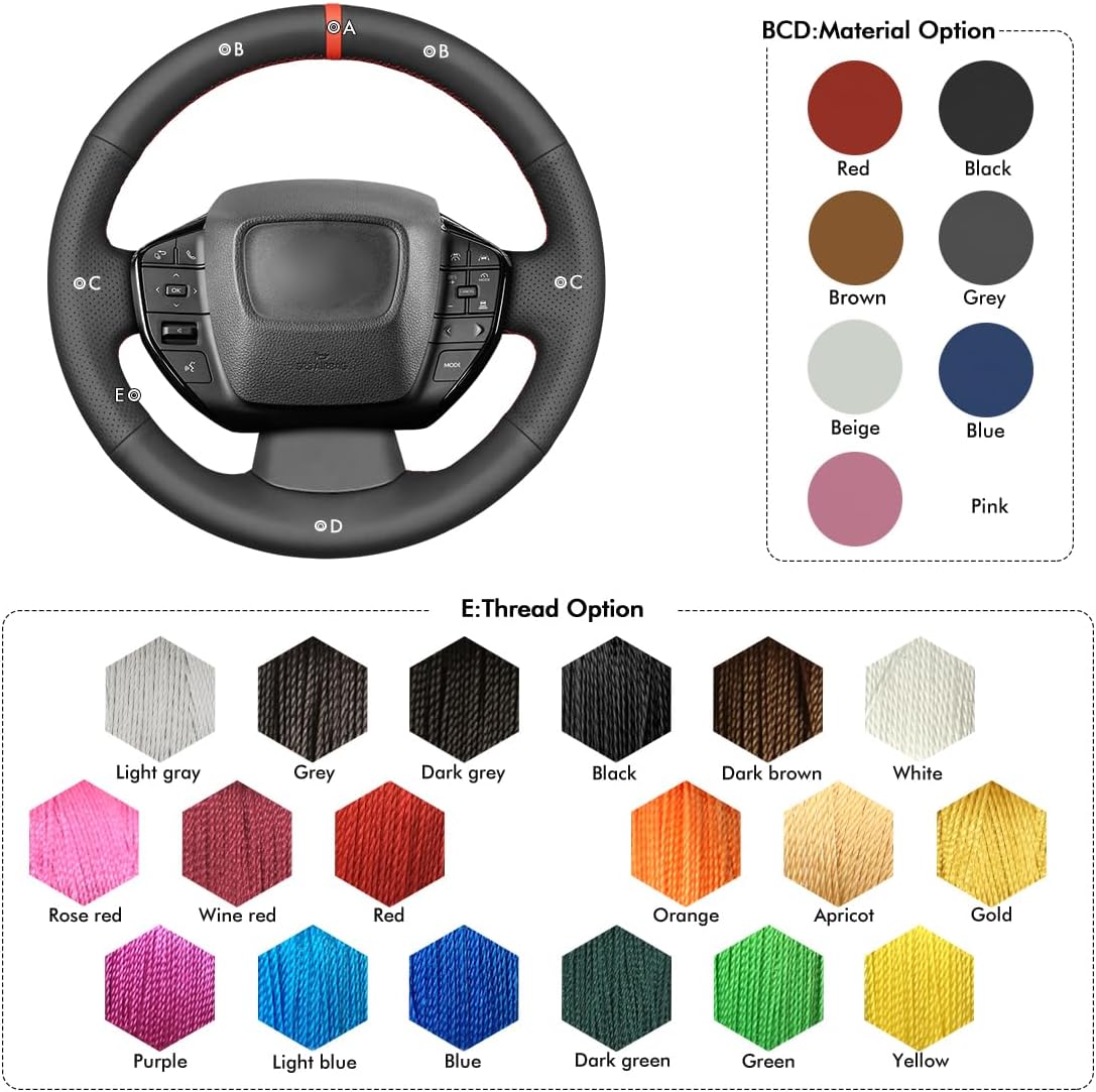 MEWANT Steering Wheel Covers for Toyota Prius VI (XW60) / Prius Prime / bZ4X / Subaru Solterra 2023-2024 Hand-Stitched Car Steering Wrap
