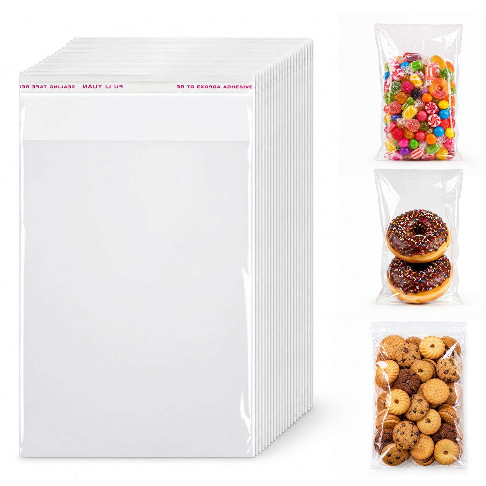 Self Seal Clear Cellophane Bags A6 Pack of 100 – 11x15cm Transparent Adhesive Sealable Bags for Cookies, Sweets, Gifts, Jewellery, Cables, Cards – Clear Plastic Bags for Packaging