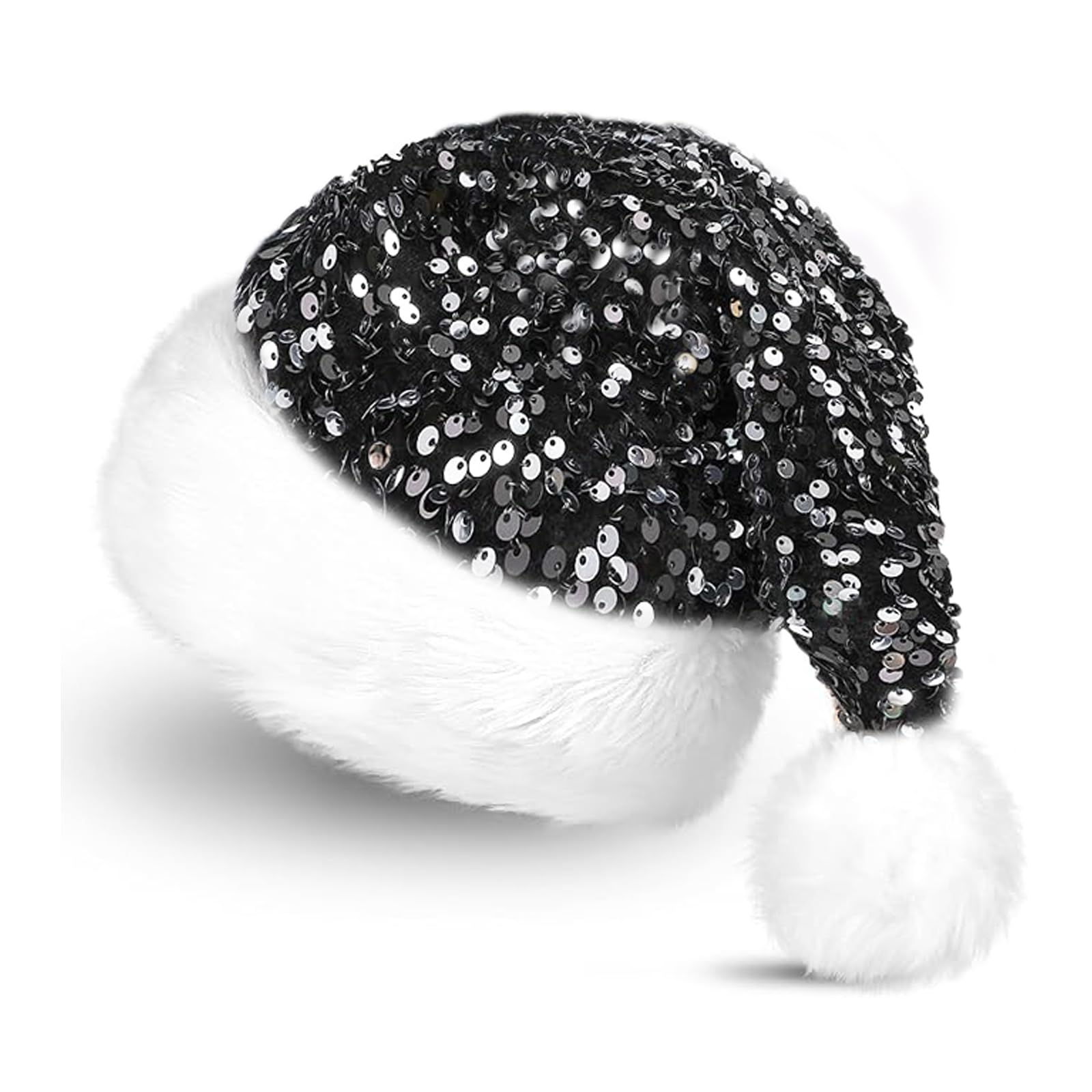 eyigylyo Christmas Sequin Purple Santa Hat Holiday Glitter Hat Xmas Santa Hats for Christmas New Year Adults Party Supplies