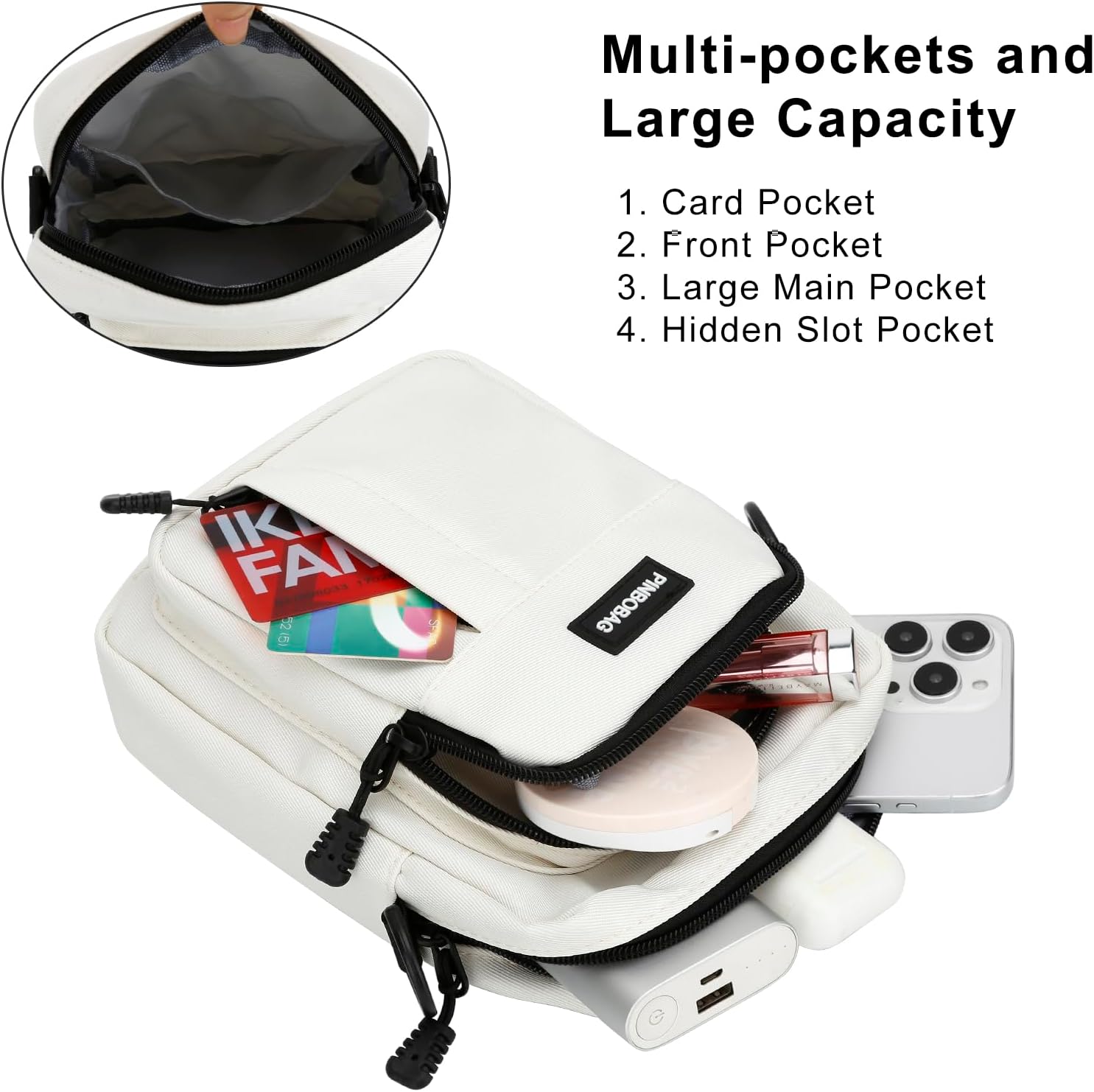 DOB SECHS Cute Unisex Small Messenger Bag Cross Body Nylon Shoulder Hobo Purse Phone Bags for Women Men with Ghost Pendant image 4