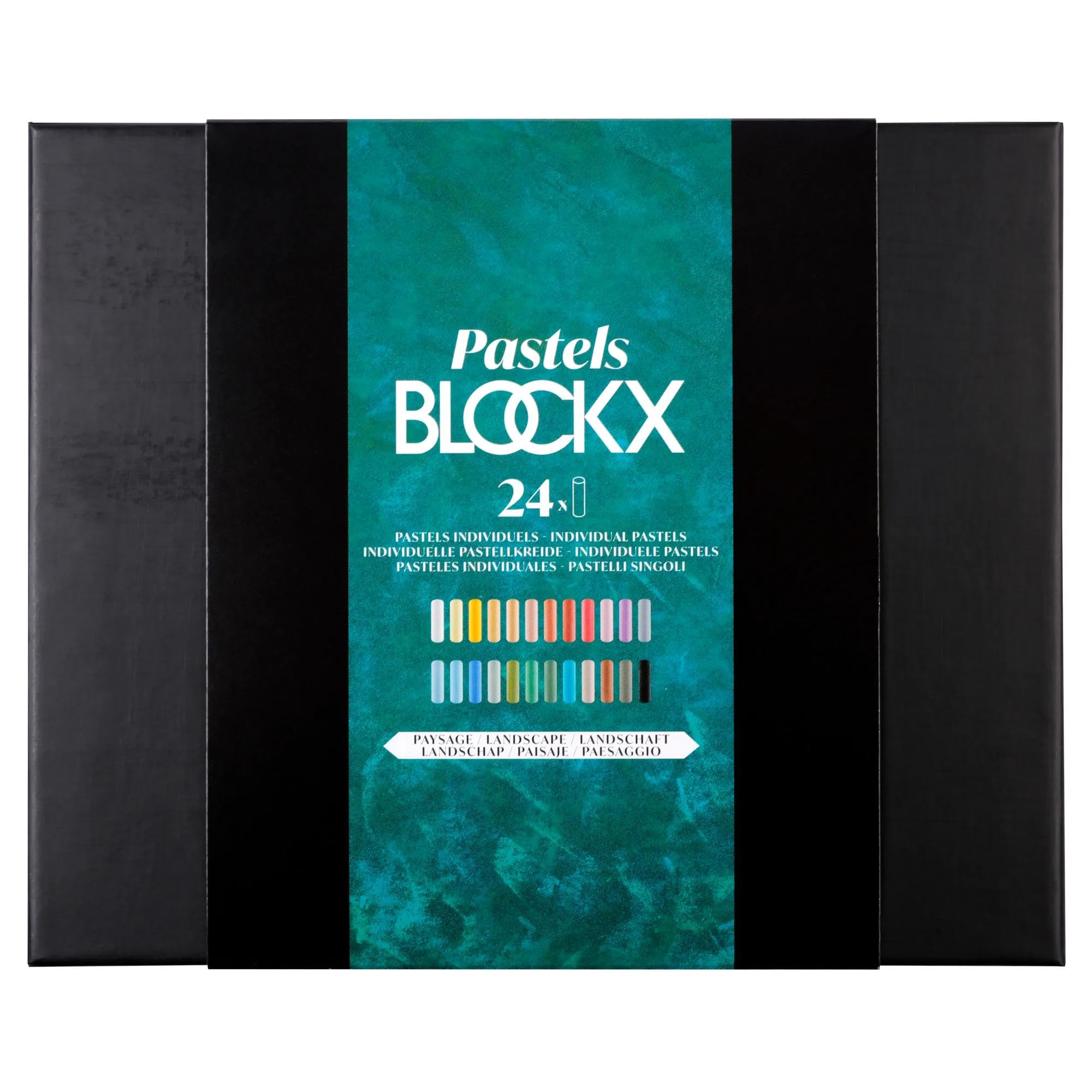Blockx - Set di gessetti per pasta artistica, con 24 tonalità brillanti in cartone fine, realizzati a mano con pigmenti puri, colori brillanti ad alta opacità