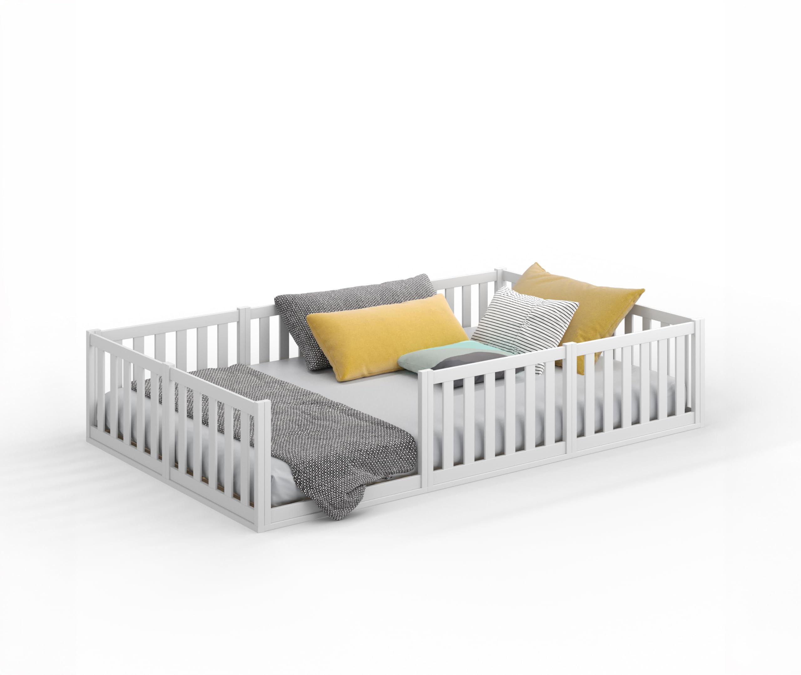 CADANI Letto Montessori TESO 120x200 – 200 kg portata, ingresso regolabile, rete arrotolabile, letto-bambini bianco