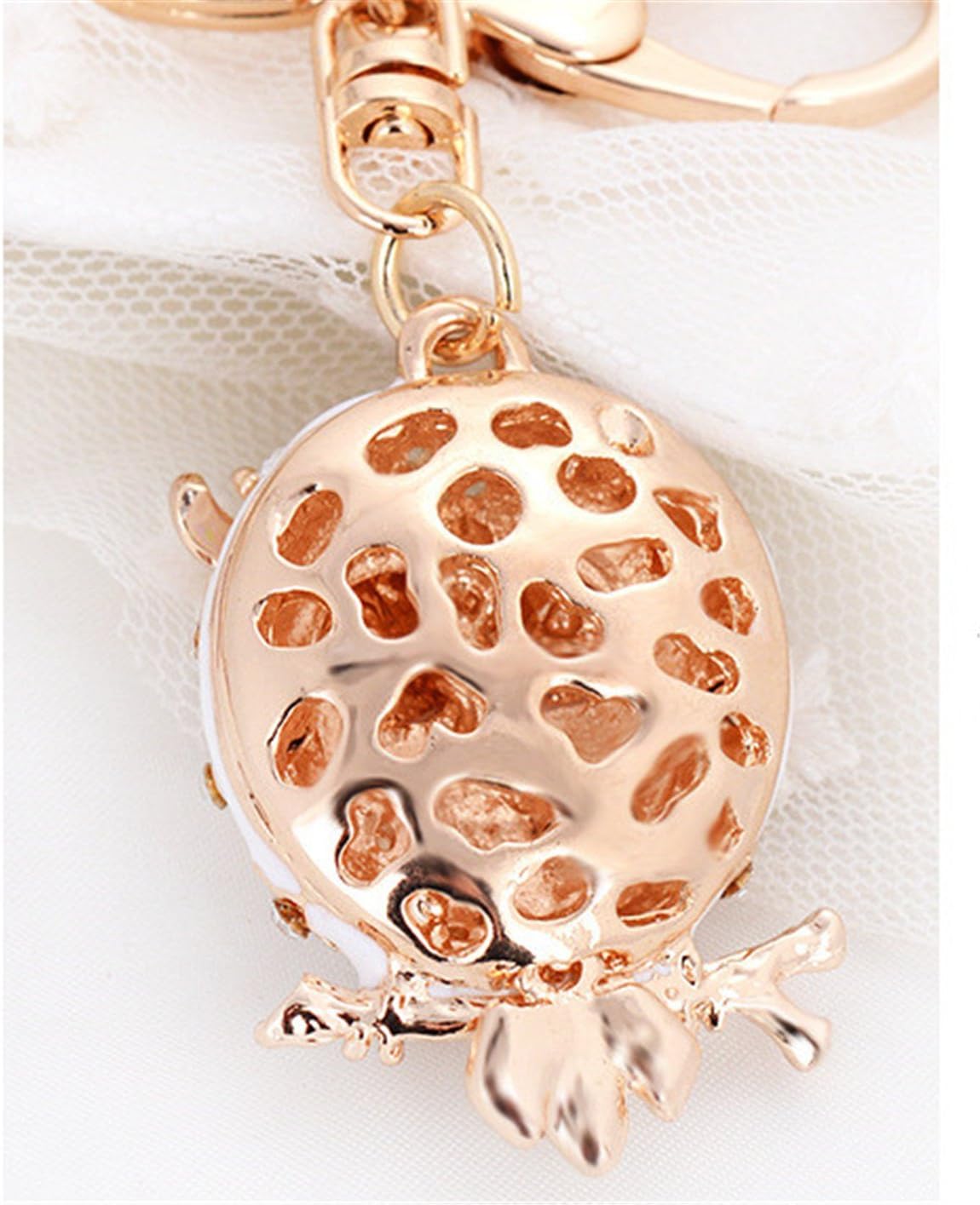 Enamel Owl Keychain Crystal Keyring Rhinestones Purse Pendant Handbag Charm (Black) - Image 2