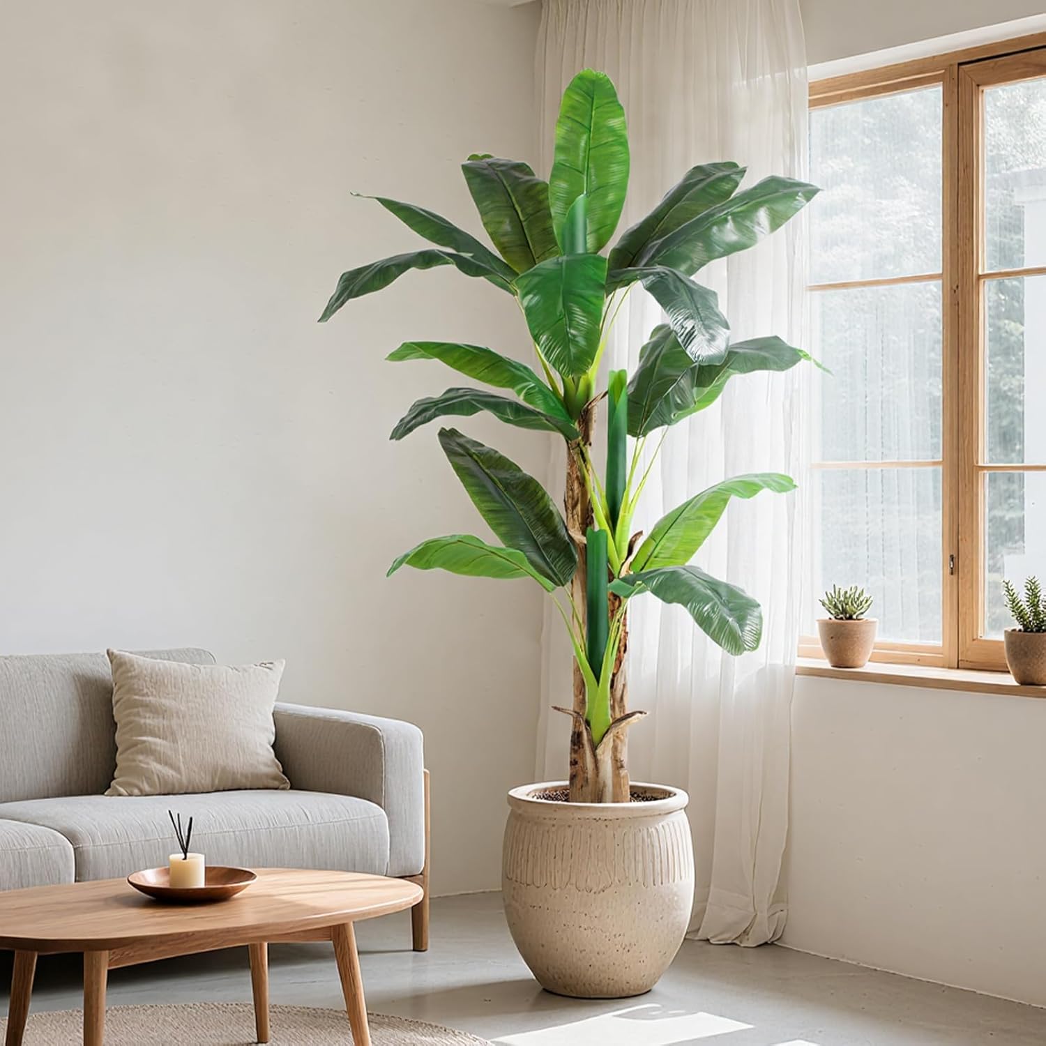 6ft Extra Tall Artificial Banana Tree, Fake Banana Leaf Plant with 17 Faux Banana Leaves, Perfect for Home Indoor Outdoor Patio Office Tropical Decor - Image 5