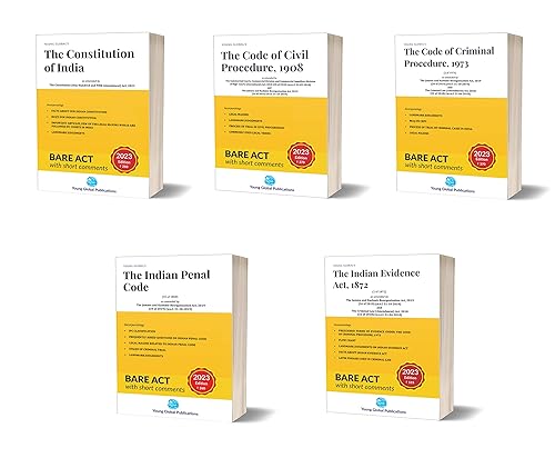 Mega Combo Of 5 Bare Acts : The Constitution Of India, IPC, CrPC 1973, CPC 1908, The Indian Evidence Act 1872 With State Amendments And Short Comments