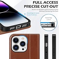 Vista 6 de SHIELDON Funda para iPhone 14 Pro 5G 2022, funda tipo cartera de piel auténtica con función atril y bloqueo RFID, funda magnética que absorbe