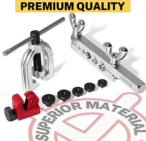 Miniatura 6 de Kit de herramientas de abocinación doble y simple, 8 piezas, kit de herramientas de abocinación de línea de freno de 45 grados con 5 adaptadores de