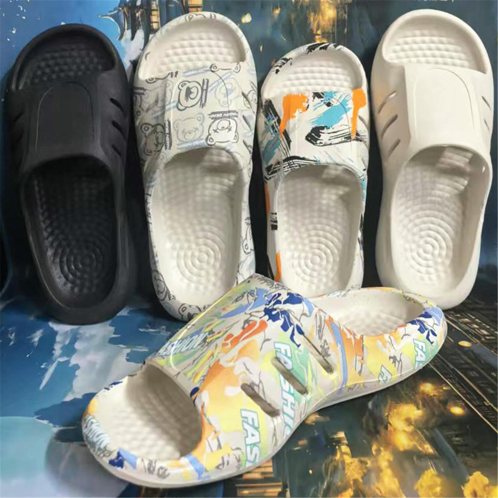 Claquette Hommes Slippées De Merde Et Sandales pour Femmes Couples Toppons Chaussures Plage-noir-38-39 Longueur La Chaussure 255 Mm