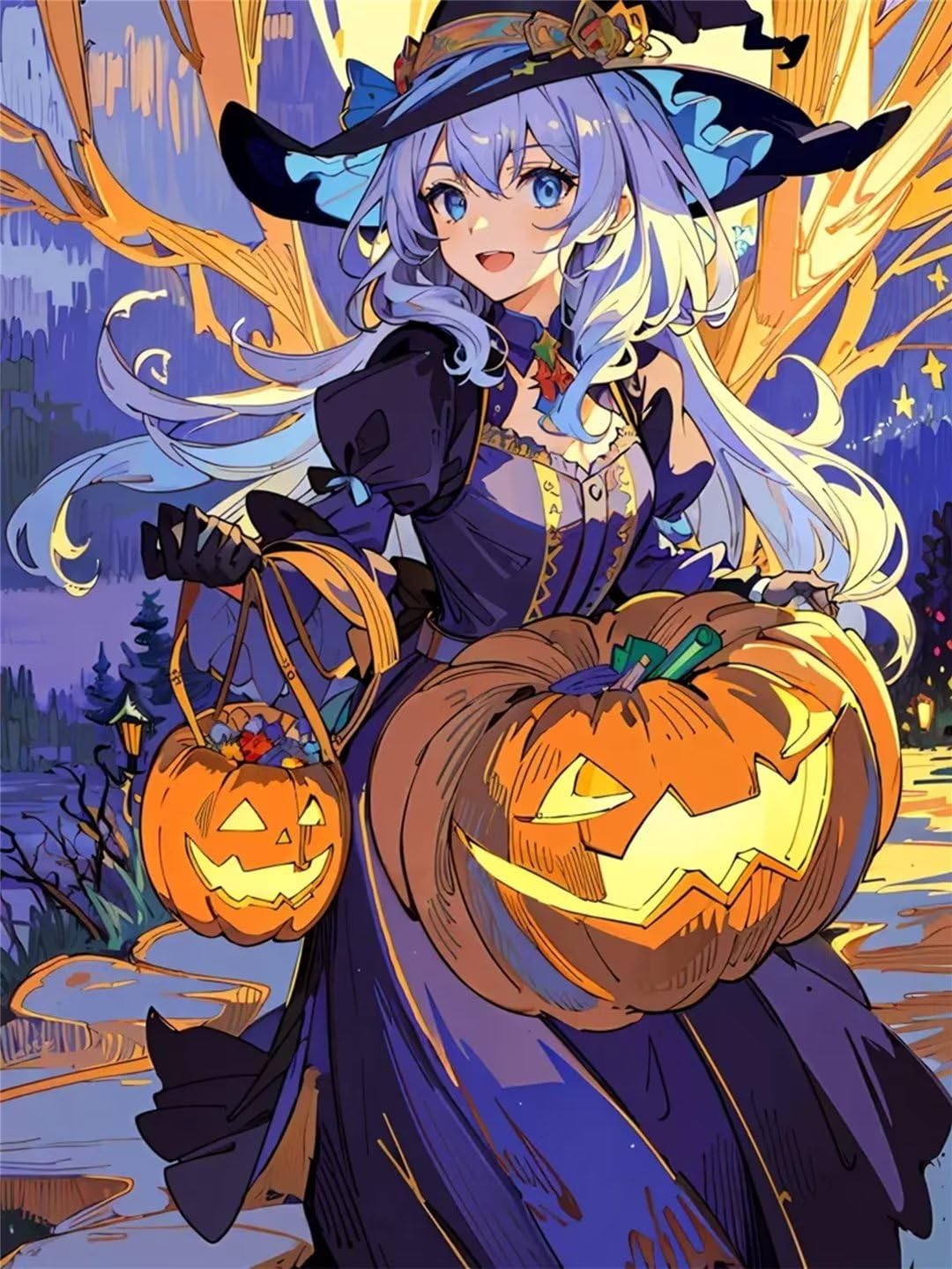 Diamond Painting Sorcière et Citrouille pour Décorer Votre Salon en Automne