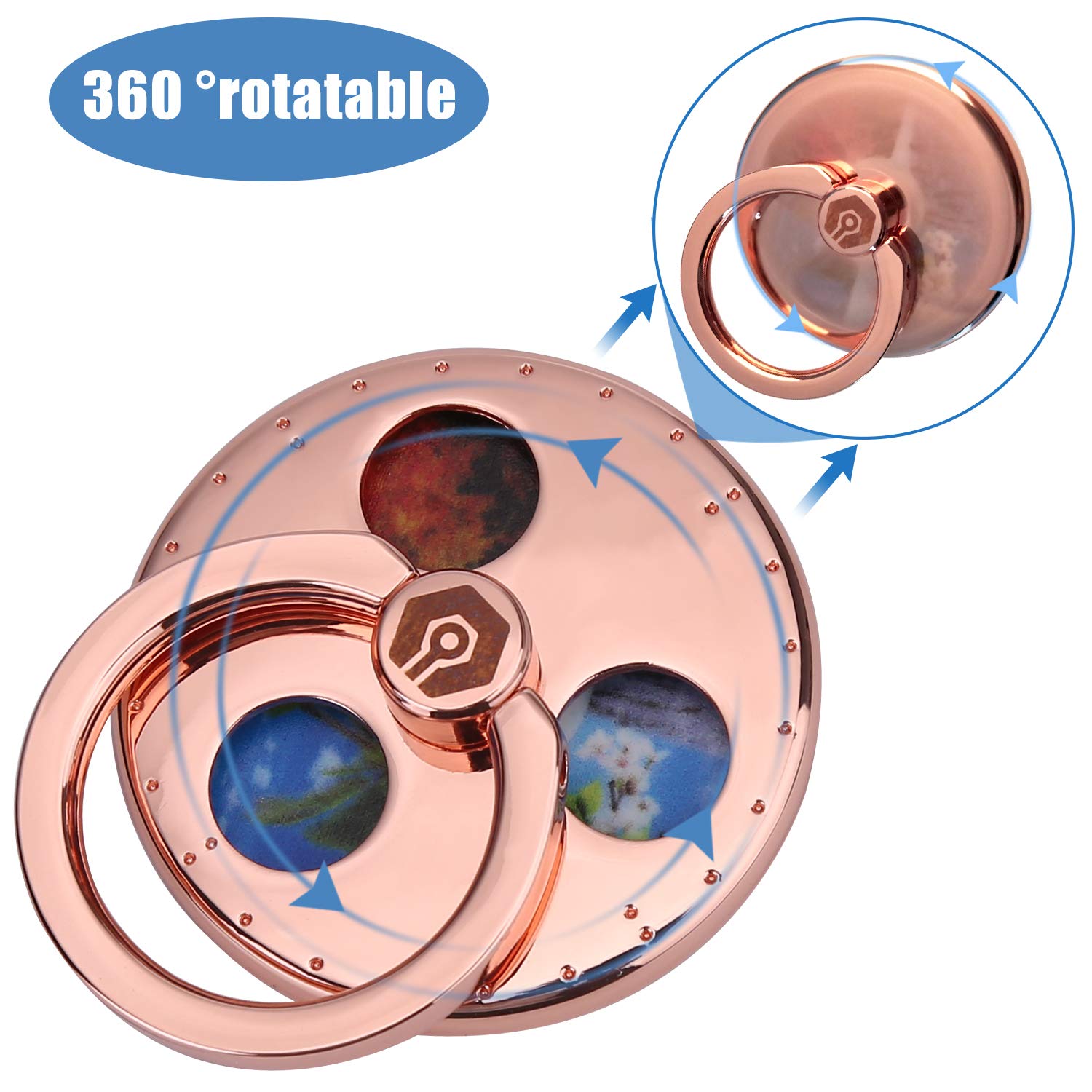 Phone Ring Stand Holder AUKE 360 Degree Rotating and 180 Flip Finger Spinner Metal Phone Car Mount Ring Grip Kick Stand,Compatible with Phone X/8, Galaxy S10 Note 8/S9+ and All Other Smartphones