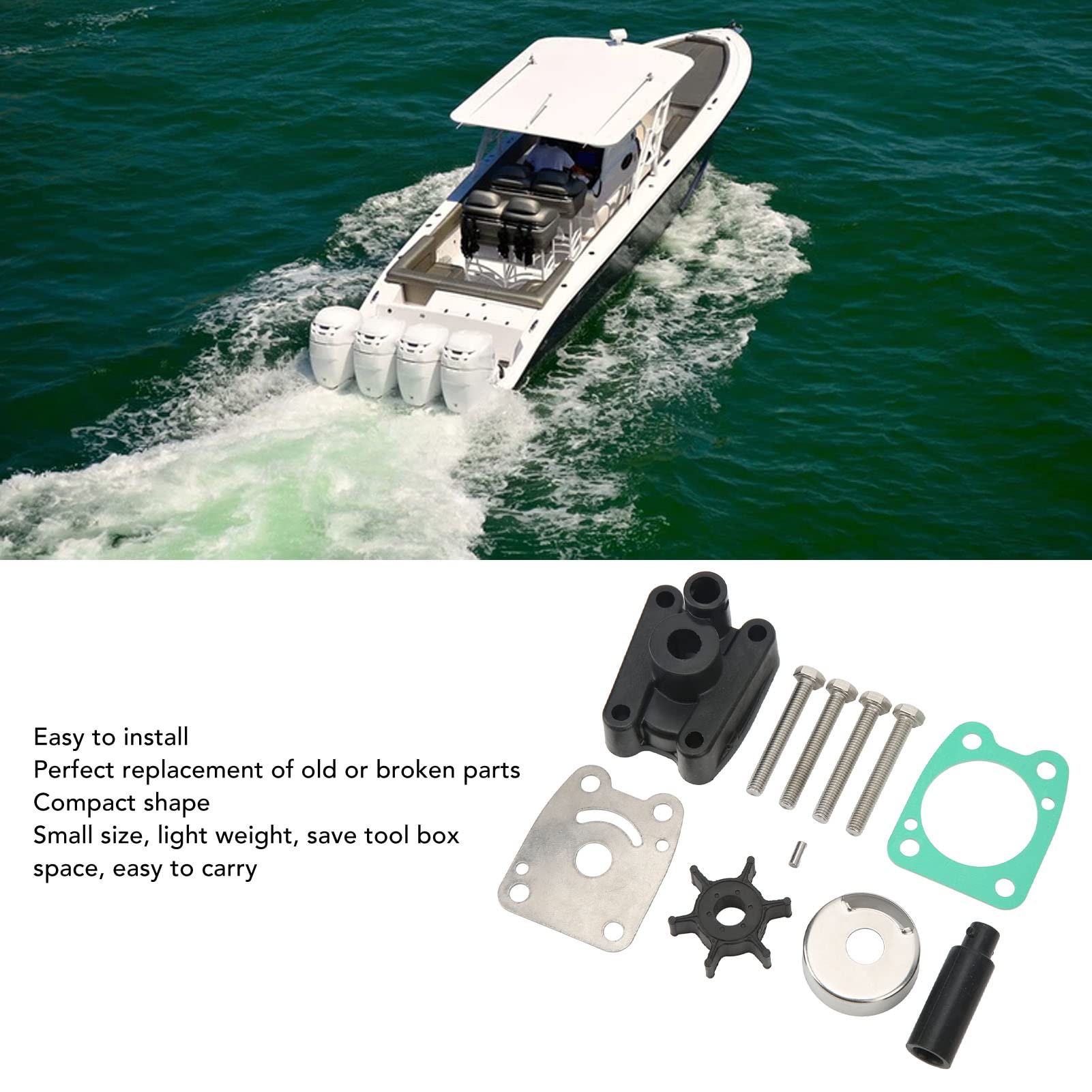 utensili elettrici Kit di riparazione della girante della pompa dell'acqua marina, forte compatibilità Kit di riparazione della pompa dell'acqua del motore fuoribordo Leggero Facile da installare Elev