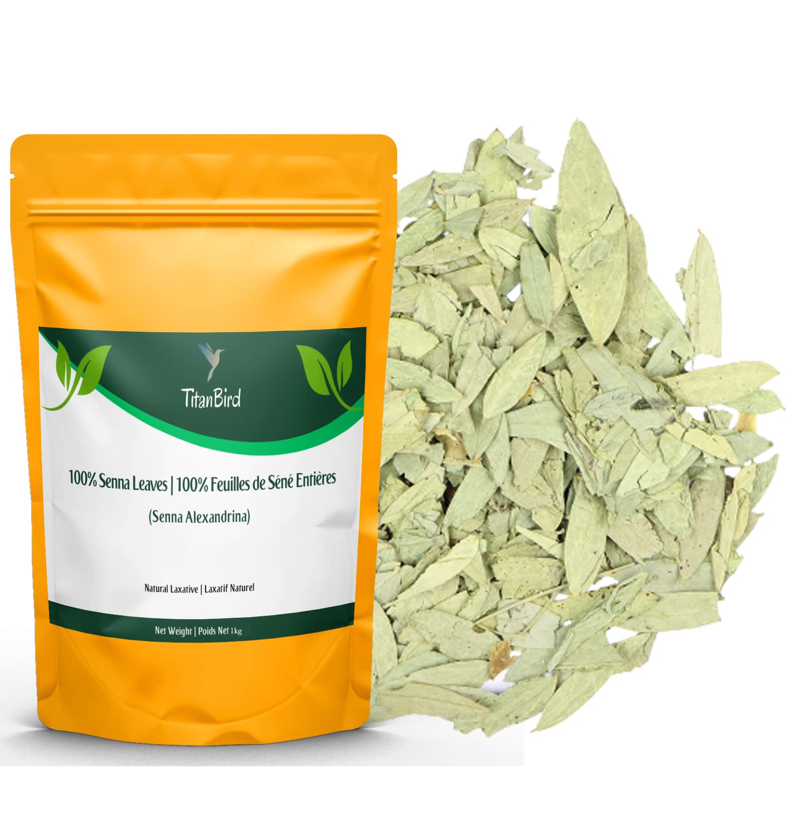 1kg Foglie di Senna Intere, Tisana Detox,Potente Purgatorio, Lassativo Naturale, Promuove il Transito Intestinale e la Pulizia del Colon, Qualità Superiore - Titanbird