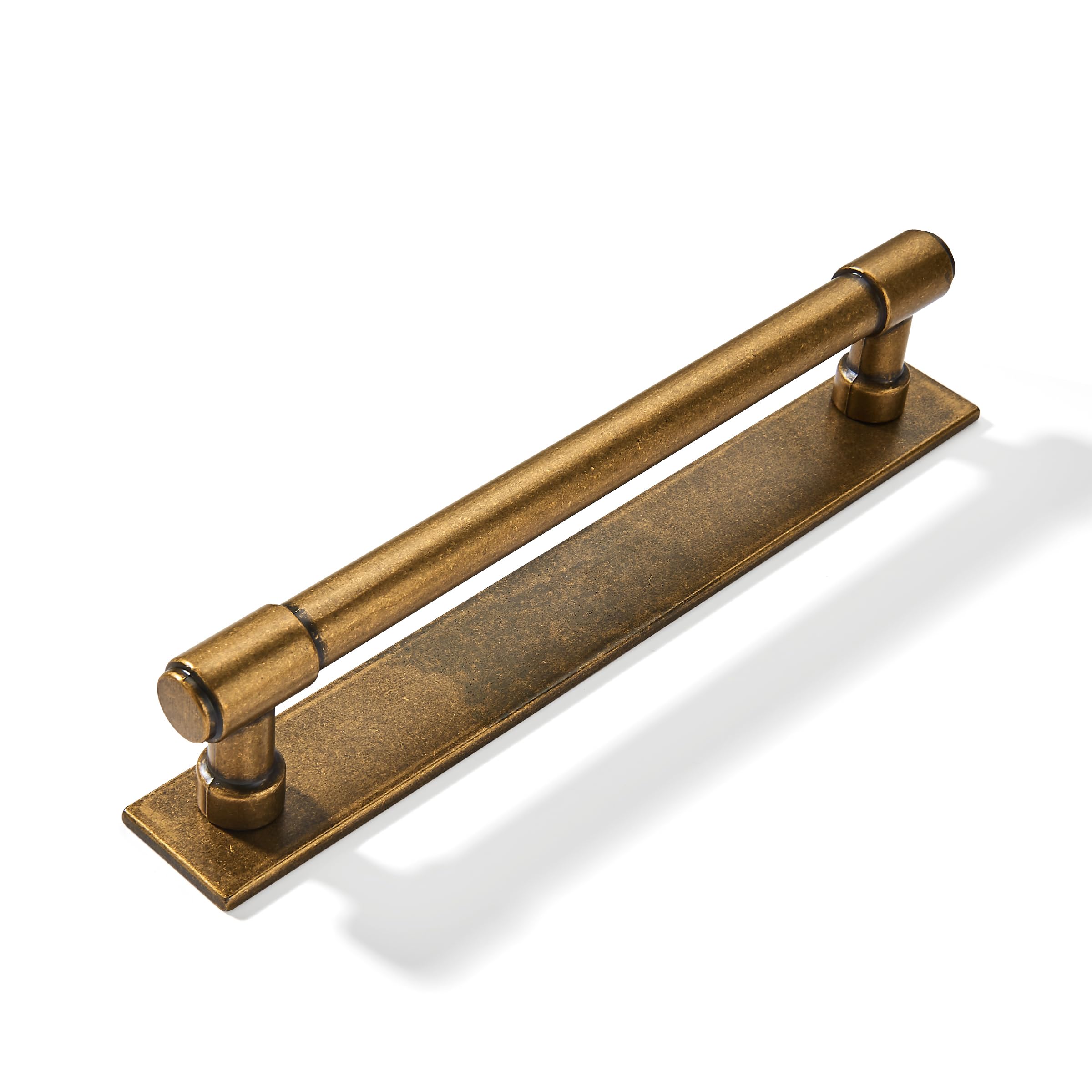khtumeware 5 Pack 5 inch (128 mm) Center to Center Antique Brass Cabinet Pull Backplate with Base Plate Zinc Solid Vintage Kitchen Cabinet Handles Drawer Pulls Cabinet Hardware — image 1