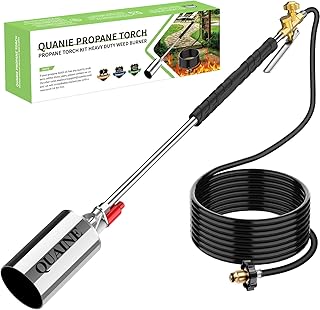 Propane Torch Weed Burner Kit,High Output with Self Igniter and Turbo-Blast Trigger,Heavy Duty Blow Torch with 10FT Hose,Flamethrower for Weeding,Roofing,Melting Snow,Road Paint Removing
