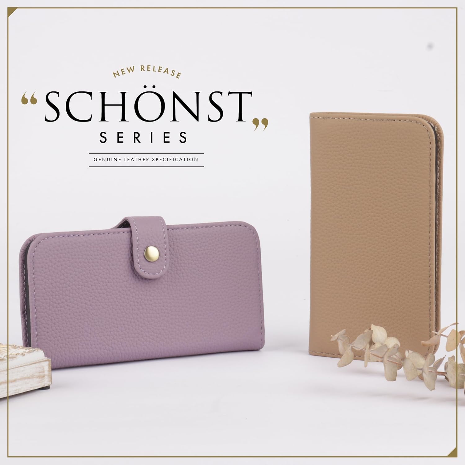 ボナベンチュラ　ダイアリーケース シュリンクレザー(グレージュ✖️コーラル) 色: グレージュ × コーラル】【ボナベンチュラ】 ダイアリーケース