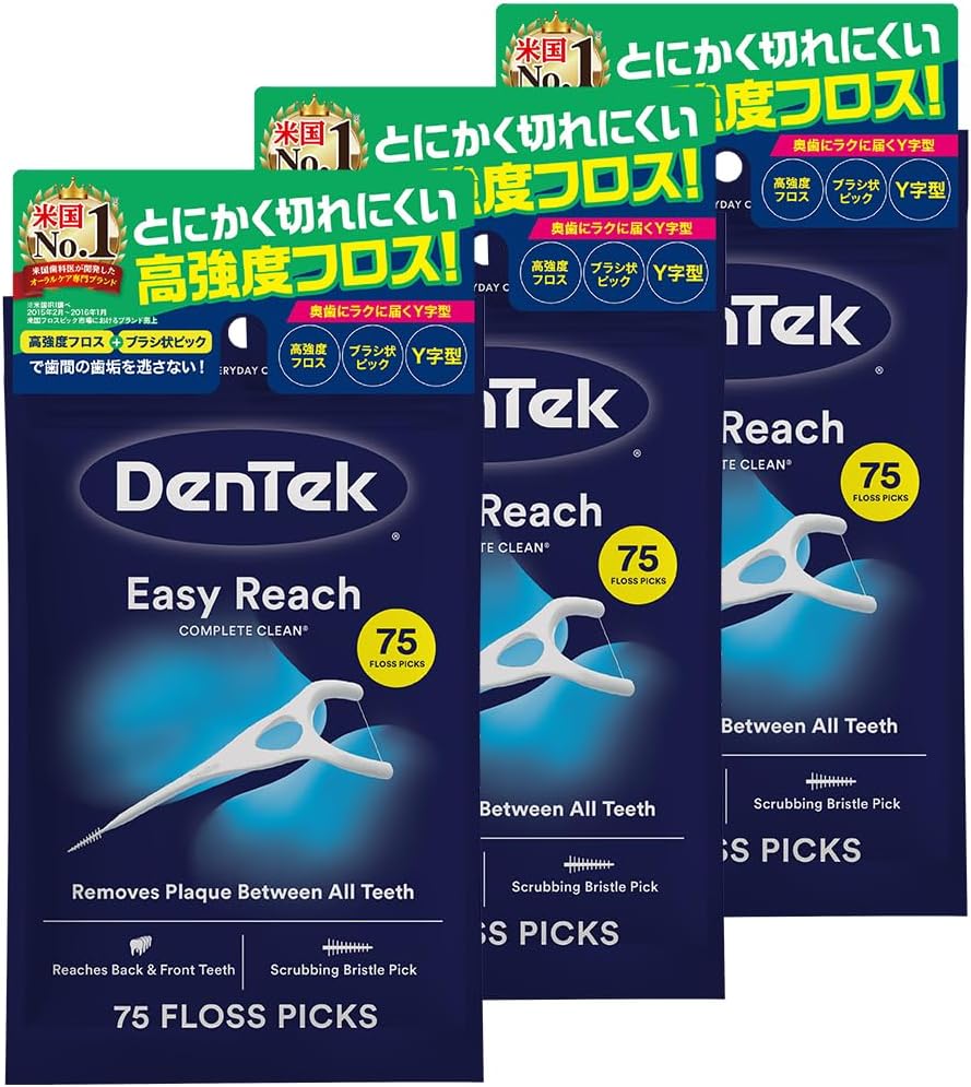 DenTek Complete Clean Easy Reach デンタルフロス・歯間ブラシ 3袋セット