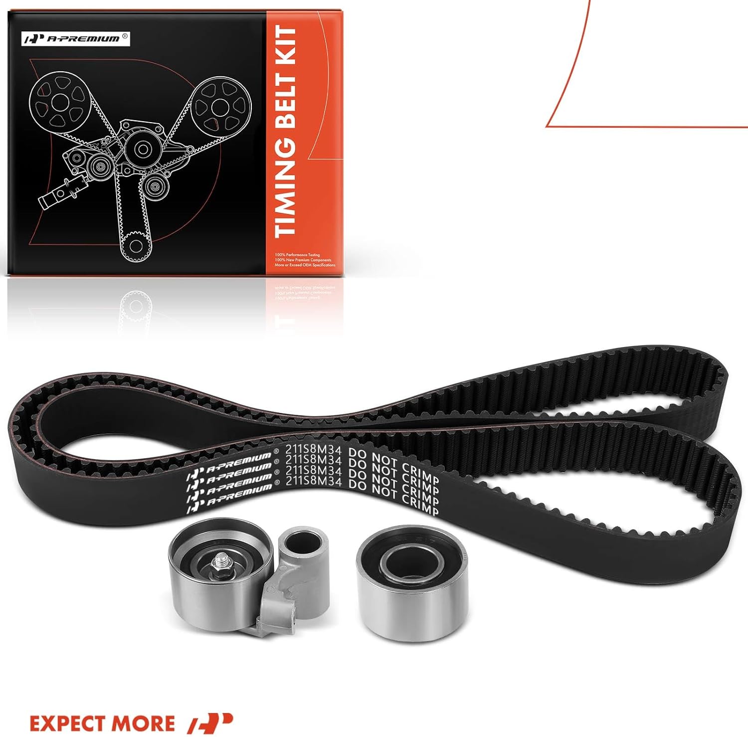 A-Premium Engine Timing Belt Kit Compatible with Toyota, Lexus Cars - Tundra 2000-2009, 4Runner 2003-2009, Land Cruiser, Sequoia, GS400, GS430, GX470, LS400, LS430, LX470 - DOHC V8 4.0L 4.3L 4.7L