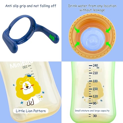 Miniatura 7 de Qshare Vaso para sorber con popote y asas, con popote y asas, taza de entrenamiento con paja pesada, taza de fácil agarre sin derrames, con boquilla