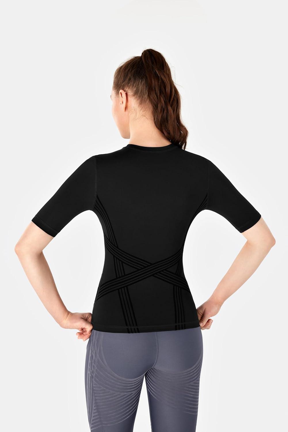 Fanka Powerband Resistance Short Sleeve Top for Women-Muscle Support & Arm Stability, Compression Fit