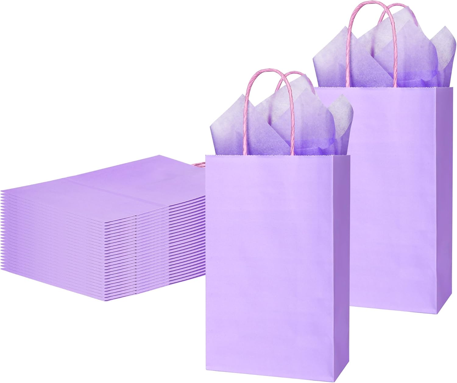DjinnGlory 24 Pack Small Purple Lavender Paper Gift Bags with Handles 9x5.5x3.15 Inch and 24 Tissue Paper for Business Birthday Wedding Bridal Baby Shower Party Favors Goodies - Image 5