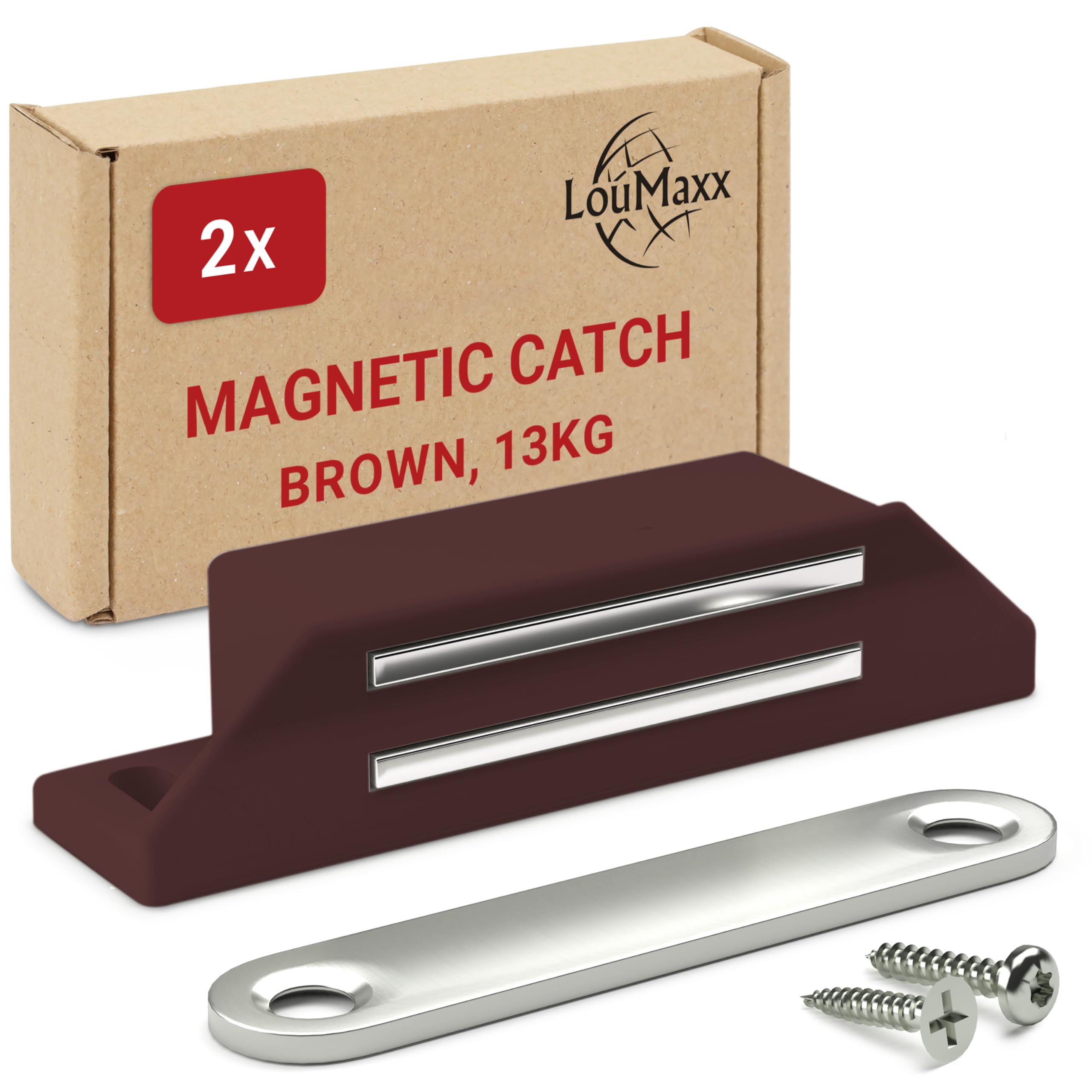 Loumaxx Brown 13Kg Extra Strong Magnetic Magnet - Holding Force 13 Kg - Set Of 2 Brown - Door Magnet - Magnetic Closure - Screw Magnet