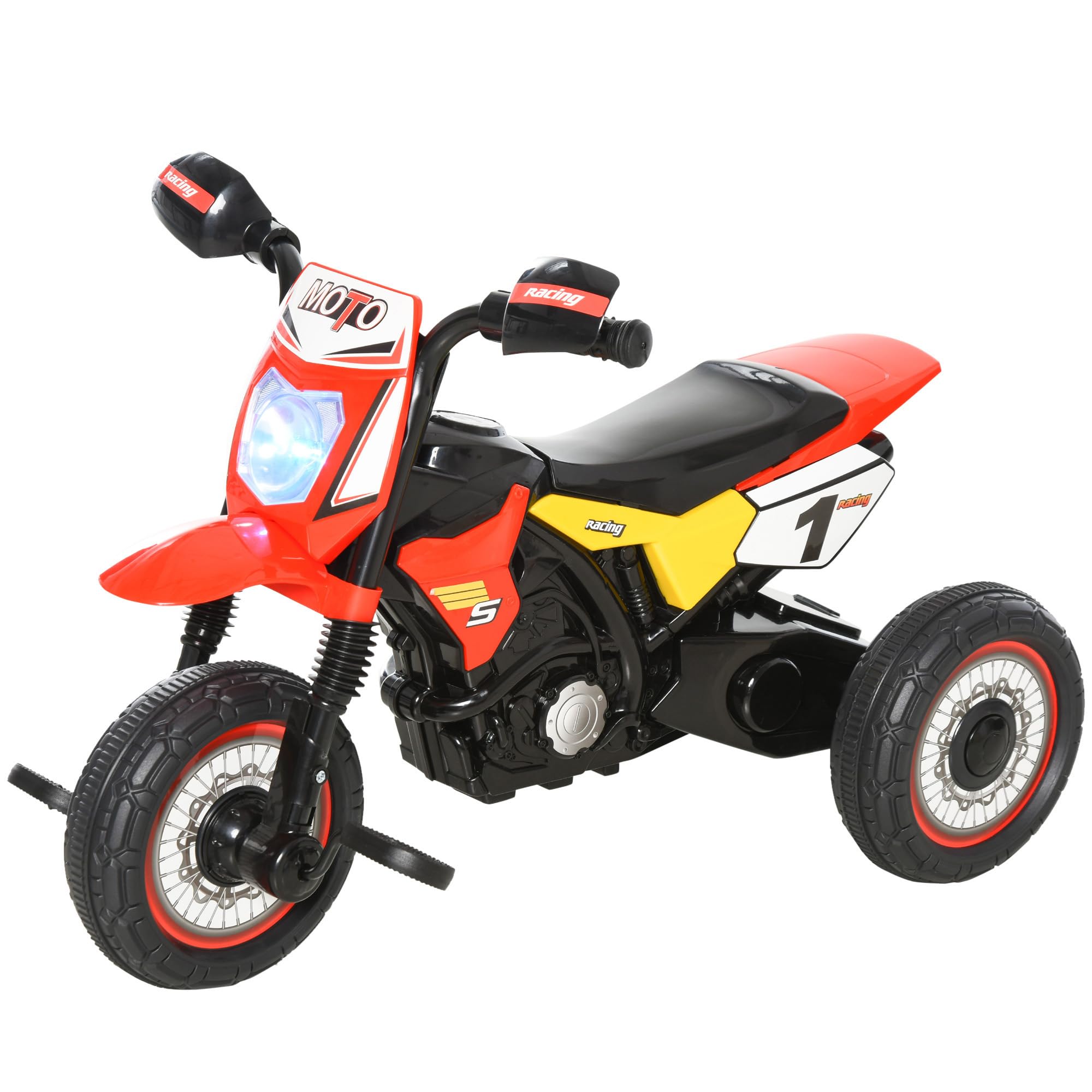 HOMCOM Trike for Kids Tricycle Music & Lights 18-36 Months Red