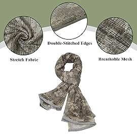 HYOUT Tactical Military Neck Scarves Woodland Camo Scarf Sniper Veil Desert Shemagh for Wargame Outdoor Sports