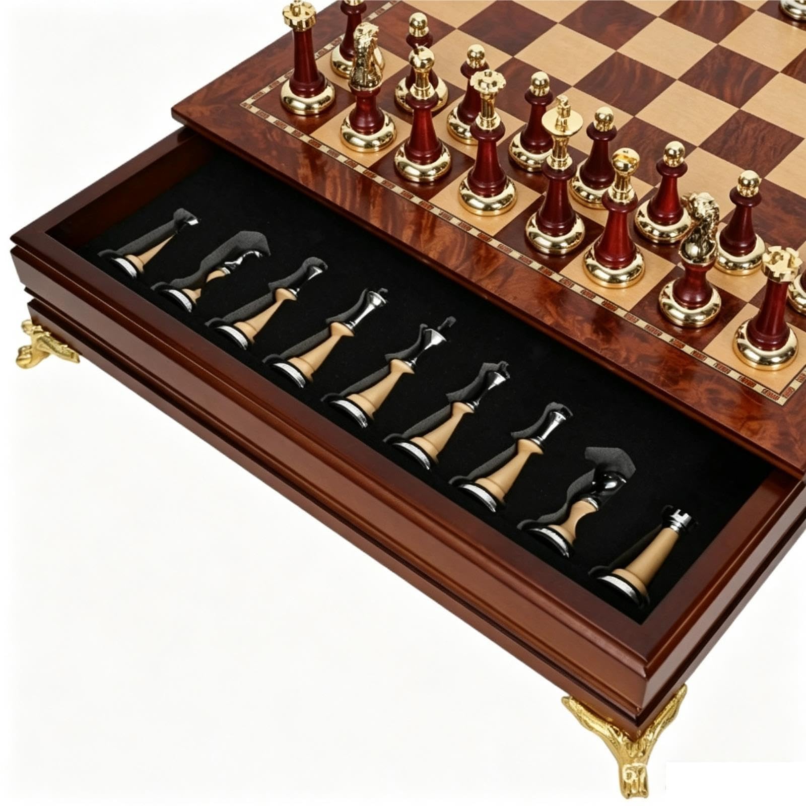Set di scacchi europei, pezzi degli scacchi in legno