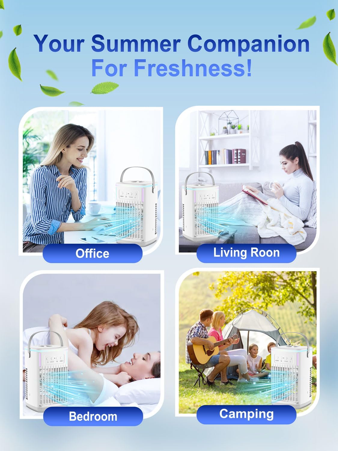 KEDESY Portable Air Conditioners Fan, Small Portable AC Unit with Remote, 1500ml Tank, 1-6H Timer, 3 Wind Speeds, Personal Mini Air Conditioner with Humidifier for Bedroom Office (White) - Image 9