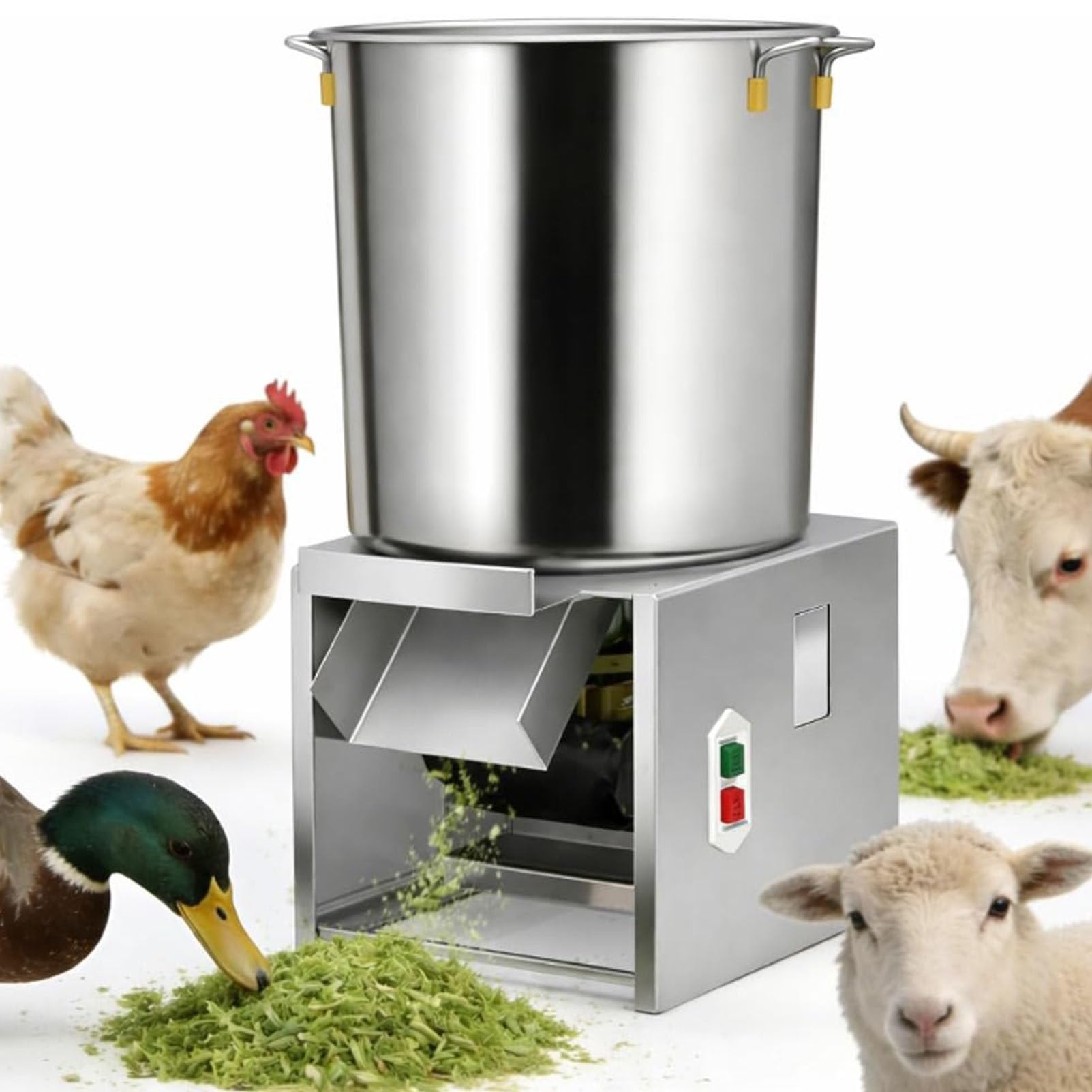 Cashwise Commercial Poultry Feed Processor, 2400W High Power Electric Vegetable Chopper, Stainless Steel Food Processors 150Kg/H for Vegetables Grains Peanut Ginger Garlic