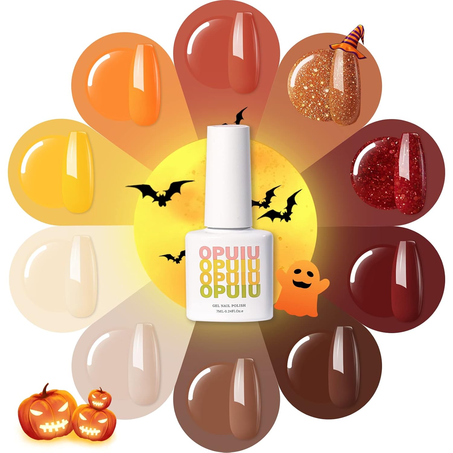OPUIU 10 Pcs Fall Gel Nail Polish Set, Halloween