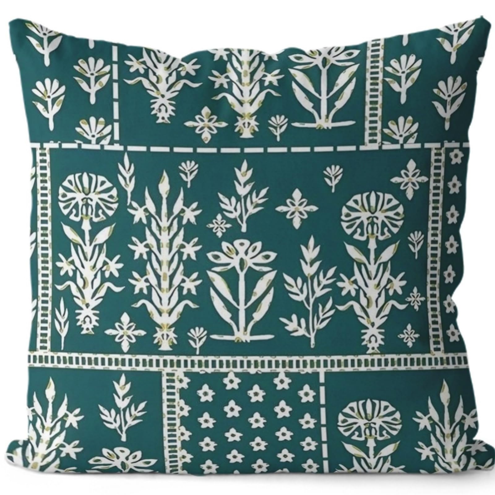wxlmom Cushion Covers 40cm x 40cm Green White Pillowcase Invisible Zipper