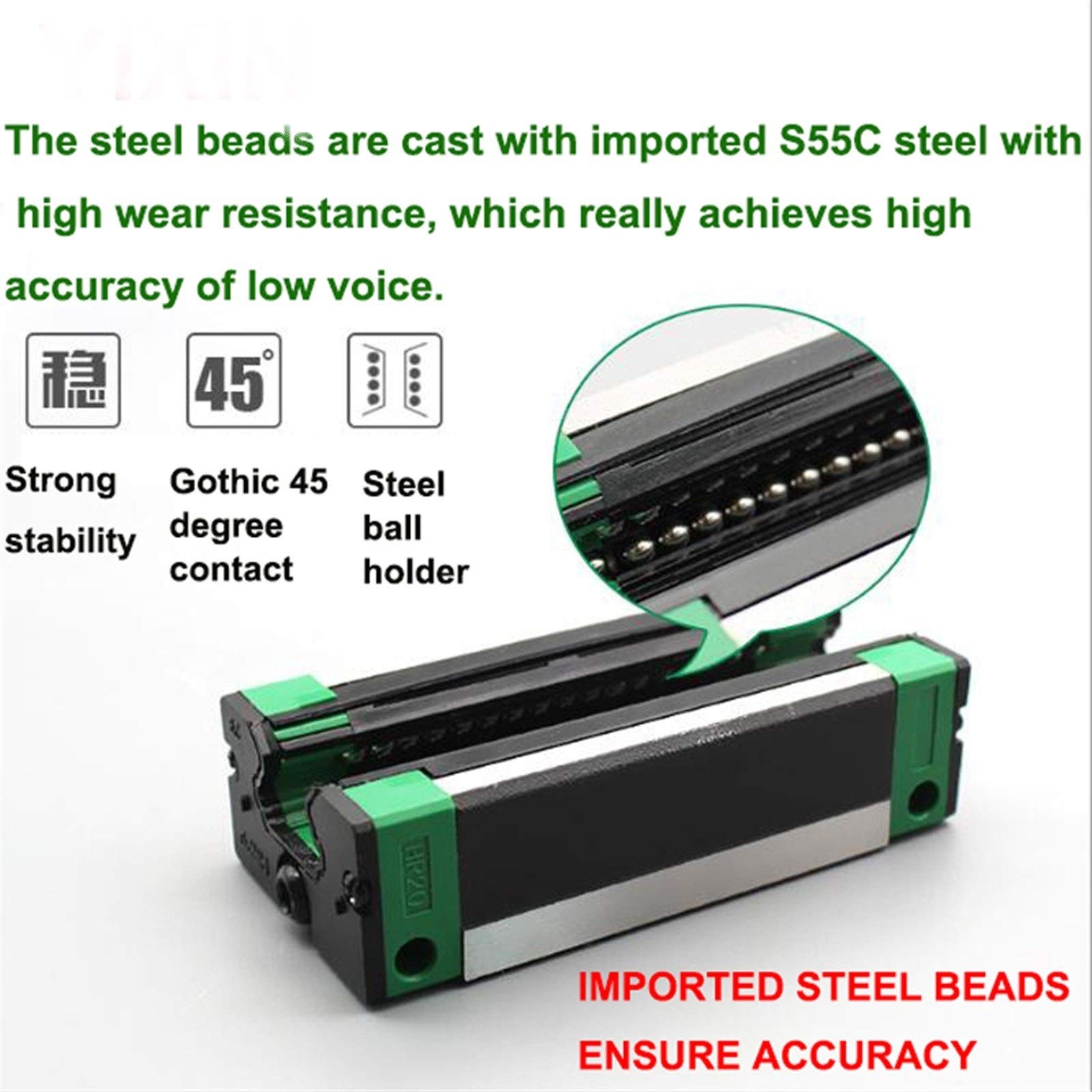 WAAZVXS WWBR Heavy Linear Rail Slide 1pc HGW15 Linear Guide 1pc HGW15 Carriage CNC 3D Print HGW15 HGW20 HGW25 HGW30 L 100 200 400 600 800mm (Color : HGW25 HA, Guide Length : 500mm)