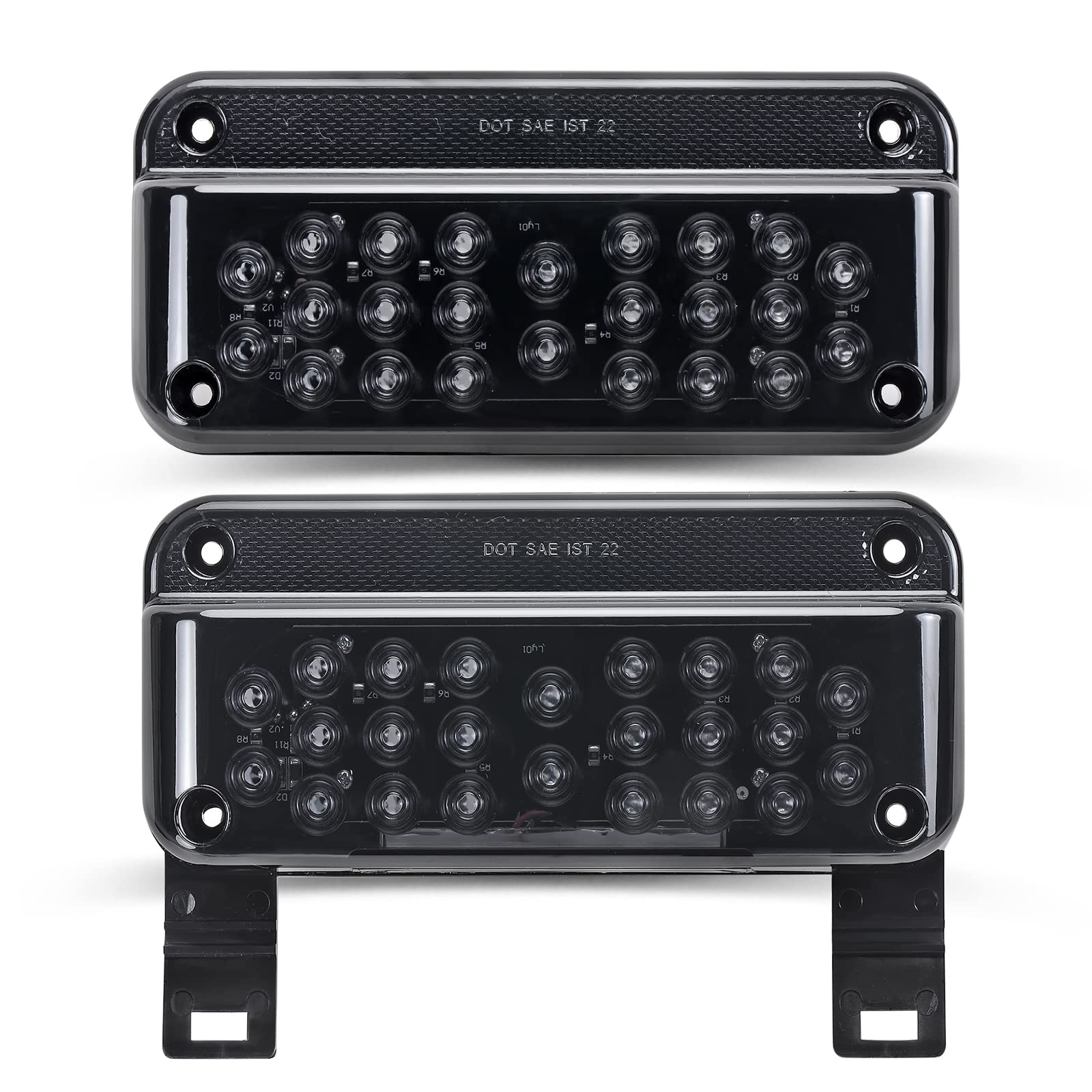 VINAUO Trailer lights, RV Tail Lights LED, RV Tail Lights Brake Stop Turn LED Trailer Light Kit, LED Trailer Lights With Black Reflex Surface Mount Black Base Holder Trailer Light Kit