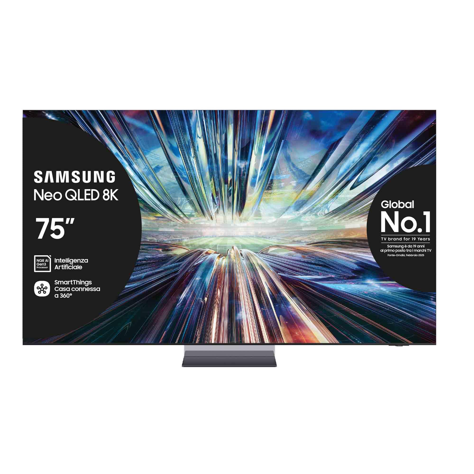 Samsung TV QE75QN900DTXZT Neo QLED 8K Mini LED, Smart TV 75" Processore NQ8 AI Gen3, Infinity One, DVBT-​2, Q-​Symphony & Dolby Atmos, Integrato con Alexa, Graphite Black 2024