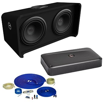 Infinity REFERNCE1200D Reference Series Dual 12 Slip Stream Ported Enclosure 2ohm with Reference10001A Mono Amplifier 1000 Watt RMS and OFC Wiring Kit