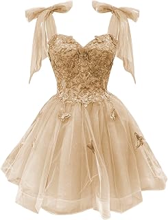 Butterfly Applique Homecoming Dresses Tie Strap DAMA Dresses Tulle A-line Short Prom Dress
