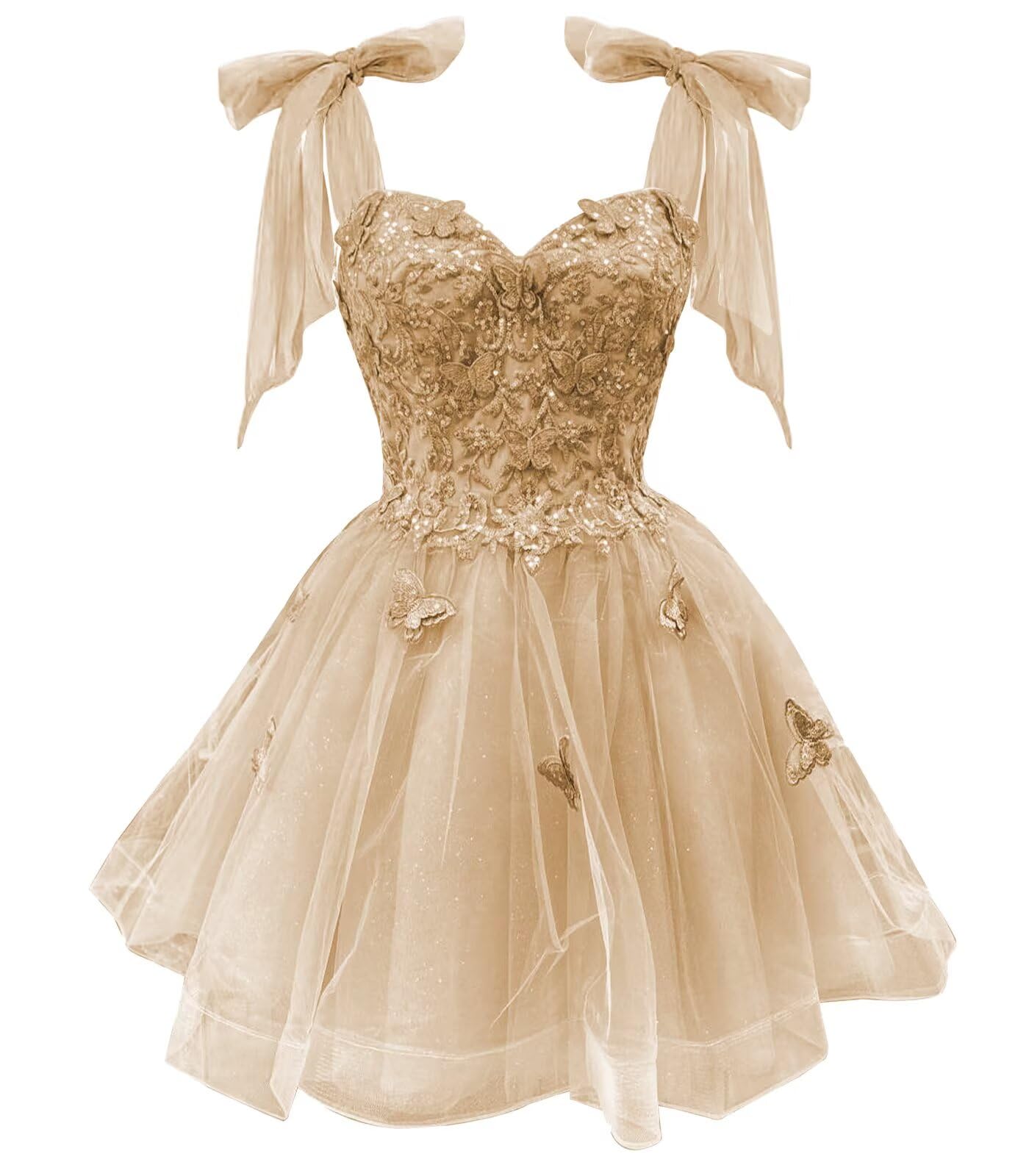 TRHTX Butterfly Applique Homecoming Dresses Tie Strap DAMA Dresses Tulle A-line Short Prom Dress