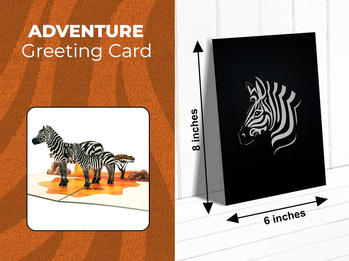 iGifts And Cards Awesome Zebras 3D - Tarjeta de felicitación desplegable para cumpleaños, amistad, agradecimiento, celebración, felicitaciones, todas las ocasiones, Miss You