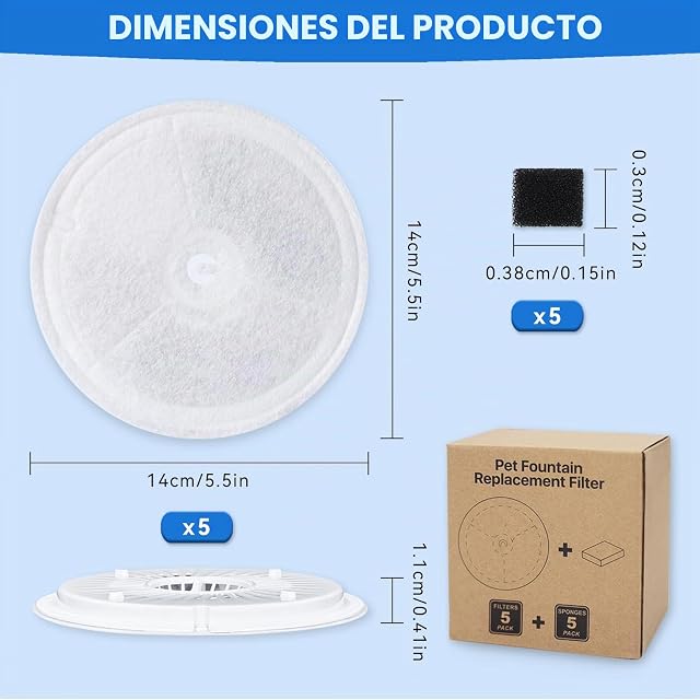 Foto 7 de 7 de 5 filtros de Repuesto para Fuente de Gato + 5 filtros de Esponja