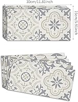 Vista 43 de Lukery Peel and Stick Tile Waterproof Backsplash for Kitchen Flower Tile Stickers Self-Adhesive Floor Tile PVC Wall Tile DIY Tile Decals, Grey